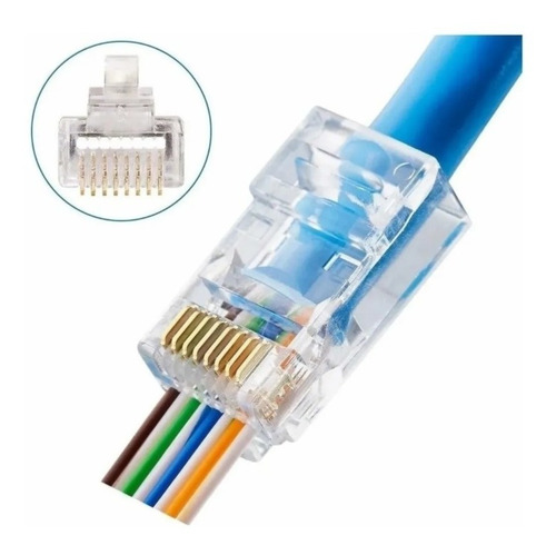 Imagen 1 de 2 de Ficha Rj45 De Red Pasante Canalizada Cat5e Conector Por 20u