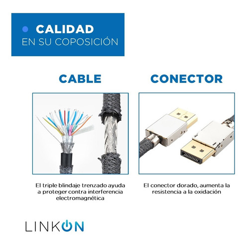 Imagen 6 de 10 de Cable Displayport 8k (8k 60hz/4k 144hz/ 2k 165hz) V1.4 2m