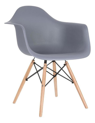Cadeira Charles Eames Eiffel Wood Daw  Com Braços Cores Estrutura da cadeira Cinza-escuro