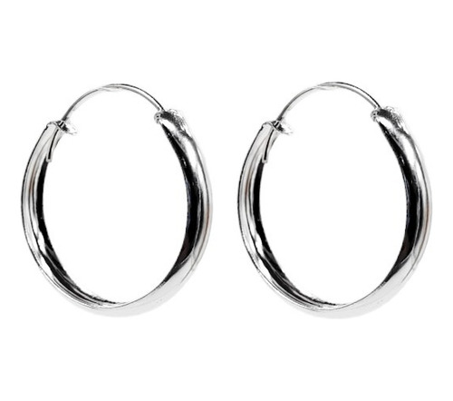 Aros Argollas Bombé De 25mm X 5mm De Plata 925 Por Par