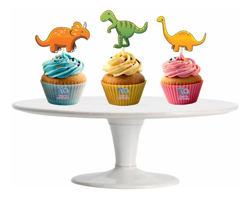 Dinosaurios Cupcake Toppers Adorno Para Muffins X10