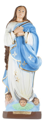 Nossa Senhora Da Conceição 22 Cm Escultura Gesso Católica Cor Azul
