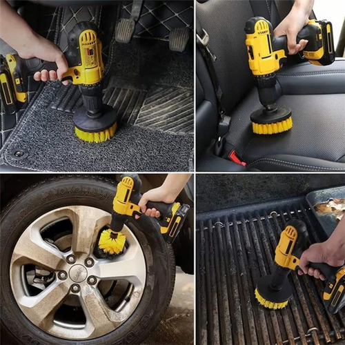Kit Jogo De Escovas Para Limpeza Pesada Kit Com 3 Unidades Cor Amarelo