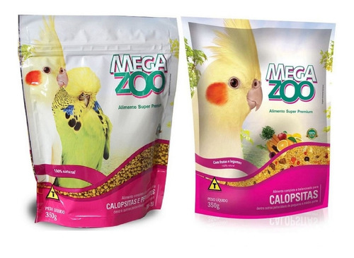 Kit Ração Para Calopsita 350g + Frutas/legumes 350g Megazoo