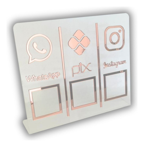 Placa Pix,whats E Insta Qr Code Cristal - Kit 2 Unidades