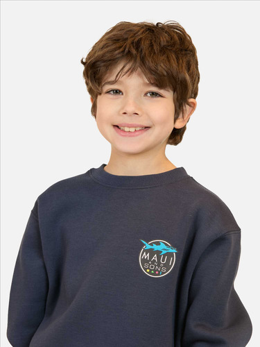 Poleron Cr Lava Azul Infantil Maui And Sons