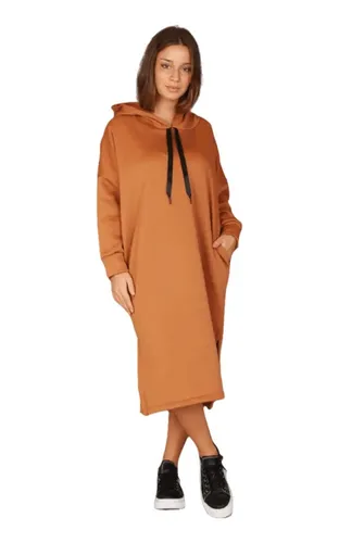 Maxi Buzo Mujer De Frisa Largo Tipo Vestido Con Capucha
