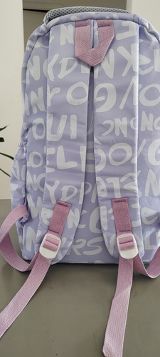 Mochila Escolar Importada, Ideal Primaria Y Secundaria Lila Liso