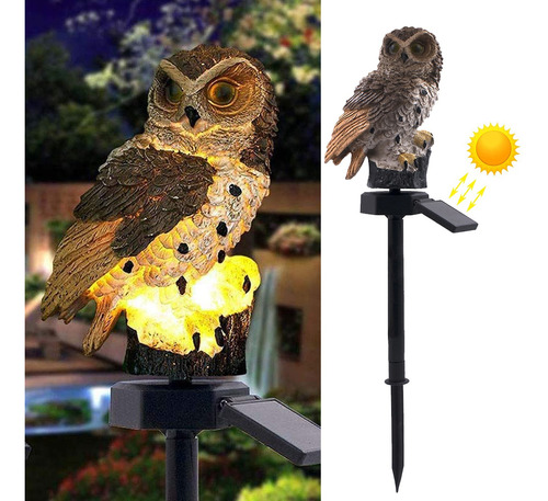 Lampara Solar Exterior Led Búho Impermeable Luz Para Jardín