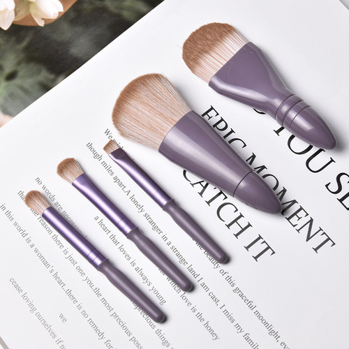 Brocha De Maquillaje De Viaje Con Espejo Para Cabello Suave