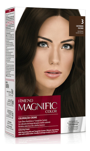 Kit Tintura Amend  Magnific color Kit coloração creme tom 3 castanho escuro