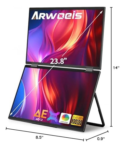Arwoeis 15.6 Monitor Portátil Dual, 1080p, 120% Srgb, Monito