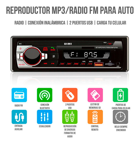 Auto Estéreo Asistente Voz 2 Bluetooth 2 Usb Carga Rápida Fm