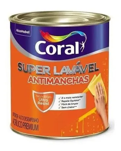 Coralꪔ̤̫ Coral Super Lavável 800ml Cinza Cromio | Parcelamento sem juros