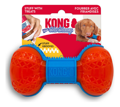 Kong Chichewy Zippz Bone Medio Brinquedo Mordedor Para Cães Cor Laranja