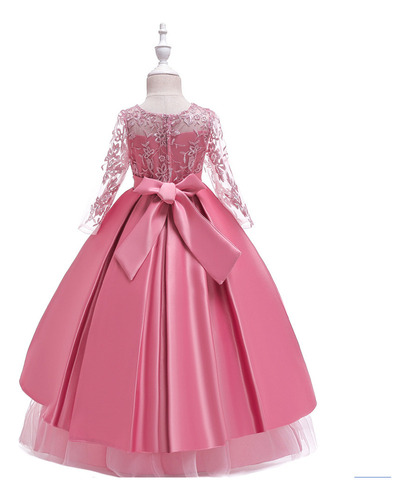 Vestido Infantil De Encaje De Manga Larga Princesa A