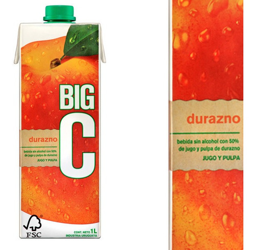 Jugo Big C Sabor Durazno Sin Tacc 1 L Caja X 12 Unids.