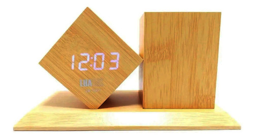 Relógio Porta Canetas Escritório Com Data Hora E Temperatura