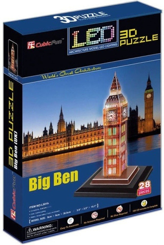 Rompecabezas Led, 3d, Big Ben, Cubicfun.