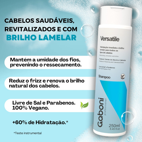 Shampoo Hidratação Imediata E Brilho Lamelar 250ml Versatile