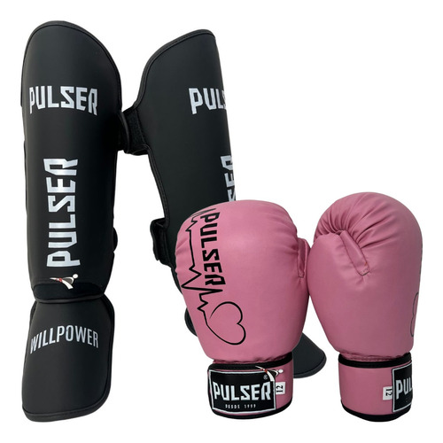 Kit Feminino Muay Thai Luva 10oz Caneleira Thunder Pulser