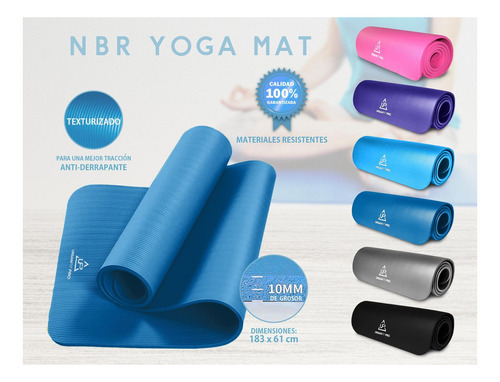 Colchoneta Yoga Pilates Mat Tapete Ejercicios 10mm De Grosor Color Negro