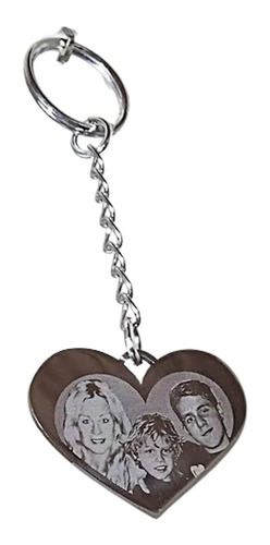 Imagen 1 de 10 de Foto Llavero Acero Personalizado Corazón Promo Madre