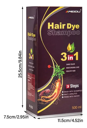 Shampoo De Coloração Instantânea 3 Em 1 500ml De Cor Preta N