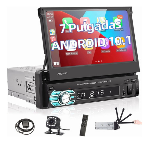 Auto Estereo Pantalla Retractil 1 Din Android 10 Gps Camara