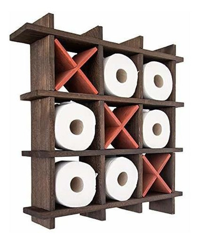 Soporte De Papel Higiénico Rústico Tic-tac-toe Para Baño Est