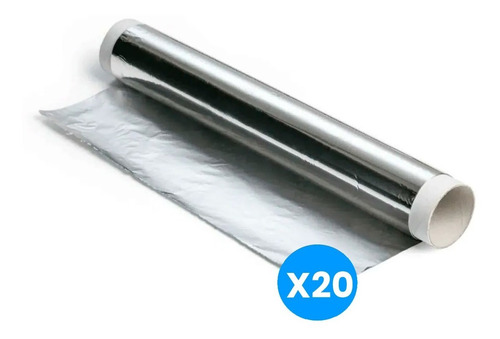 20 Rollos Papel Aluminio 5mts Film Comida Envolver Horno