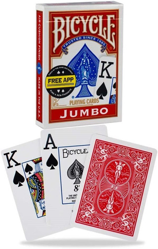 Juego De Cartas Póker Bicycle Jumbo Roja O Azul Nuevo