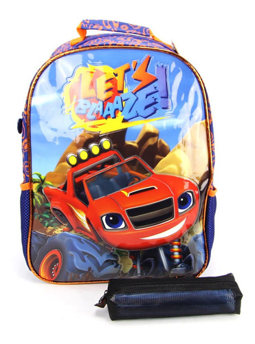 Mochila Lets Blaze Infantil Costas Com Estojo Xeryus 8012