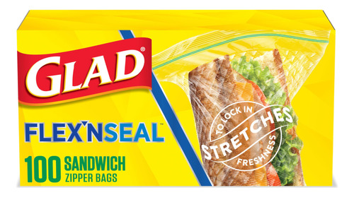 Glad Flexn' Seal - Bolsas De Sandwich Con Cremallera Para Al