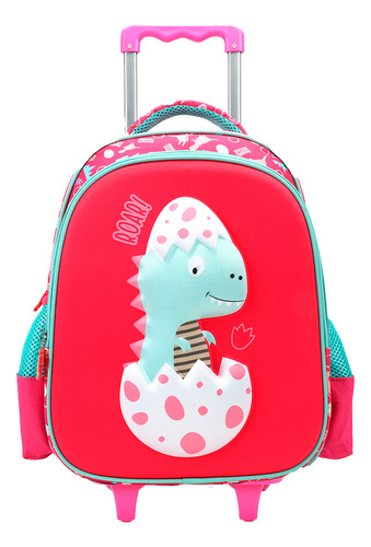 Kit Mochilete Infantil Baby Dina +lancheira E Estojo 3d Yins Cor Rosa-chiclete Desenho Do Tecido Dinossauro