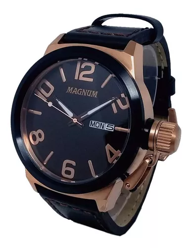 Relógio Magnum Masculino Couro Marrom MA33399Z