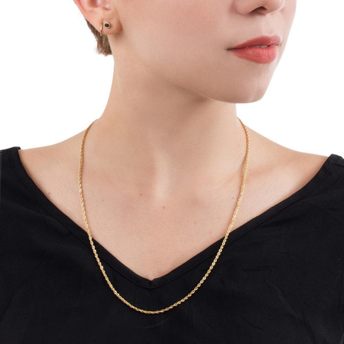 Cadena Torsal 2mm Unisex 55cm Oro Italiano Hueco 10k Color Dorado