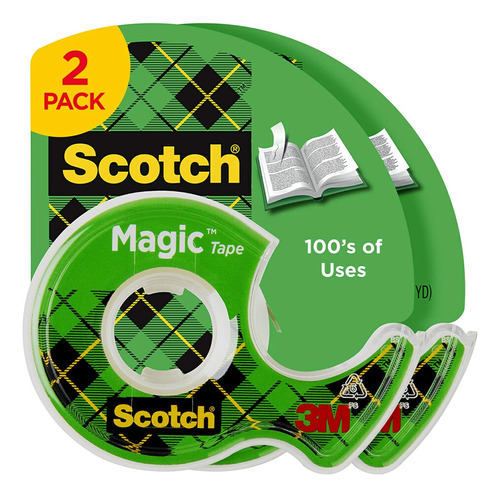 3 M Scotch Magic Tape  1/2 X 750 Pulgadas  Paquete De 2  119