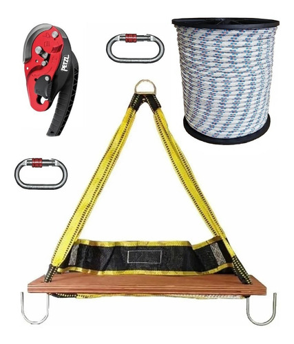 Imagen 1 de 8 de Silleta Descensor Petzl Soga Equipo Trabajo En Altura Bolso