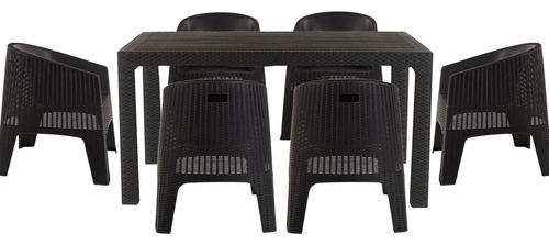 Juego De Jardin 6 Sillones Ibiza + Mesa Niza Gardenlife Estructura Negro