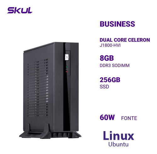 Mini Pc Celeron J1800-hvi 8gb Ddr3 Ssd 256gb Fonte 60w Linux