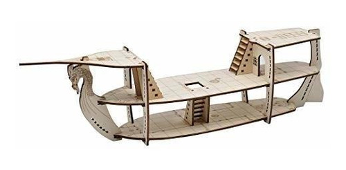 3d Rpg Miniatures Ship Wood Laser Cut, 3-level With 1 Grid