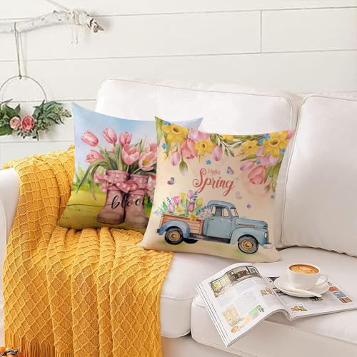 Juego De 4 Fundas De Almohada 60 X 60 Cm Flores