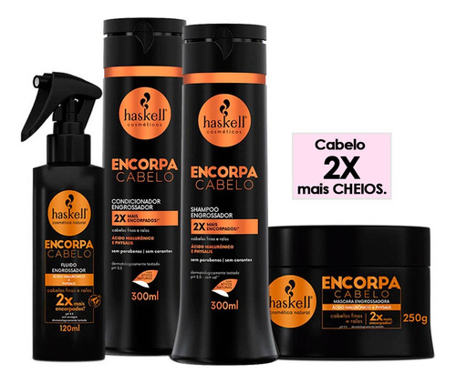 Haskell Encorpa Cabelo Engrossador Completo 4 Itens 300ml