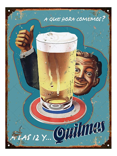 Cartel De Chapa Publicidad Antigua Cerveza Quilmes Varias
