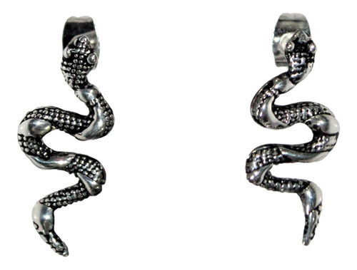 Par Aretes Serpiente Plata De Ley 925 E011 Amuleto Zodiaco