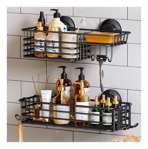 Taili Shower Caddy Suction Cup 2 Paquete Con Ganchos Y De De