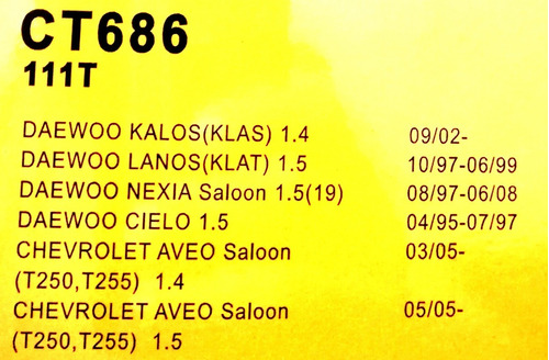Correa Tiempo Corsa 1.3 1.4 1.6 Aveo 1.5 Cielo 111 Dientes