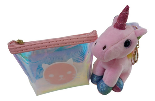 Llaveros De Peluche Unicornio + Monedero Llavero De Gatito