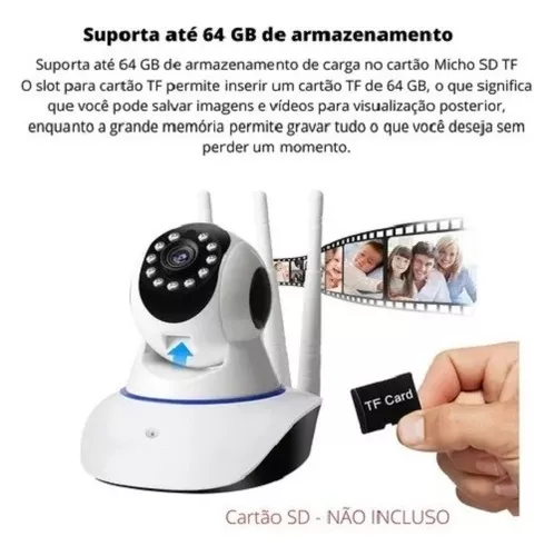 Camera Sem Fio Hd Wifi Noturna Baba Eletronica Microfone